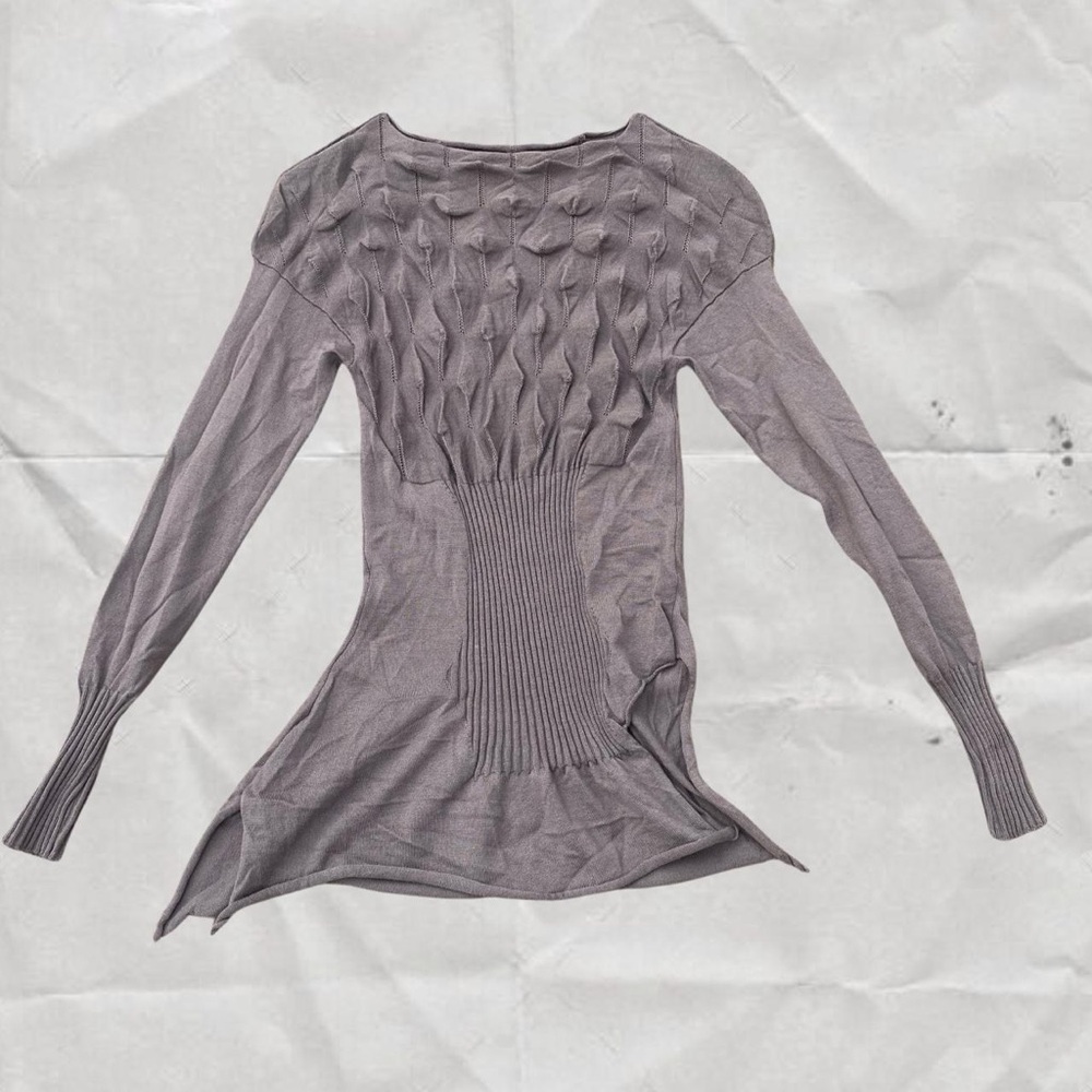 Elegant Gray Knit Sweater Top